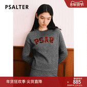 PSALTER诗篇光感绵羊毛学院字母珠片绣花毛衣毛针织衫 冬款