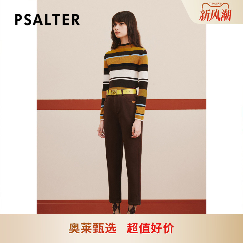 PSALTER诗篇冬修身植绒长裤牛仔裤休闲裤