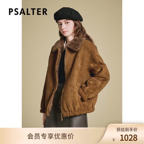 诗篇专选巴恩风绵羊毛绒面翻领率性O型廓形环保皮草女外套24冬新