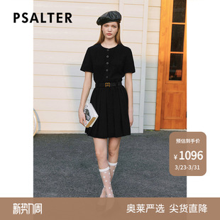 诗篇专选学院风黑色气质圆领收腰显瘦百褶a字小黑裙2025夏季 新款