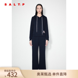 秋款 SALT.P可颜学院风樱桃刺绣运动感连帽卫衣毛针织衫