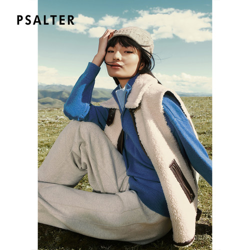 PSALTER诗篇美丽奴羊毛皮毛一体马甲背心2025冬款
