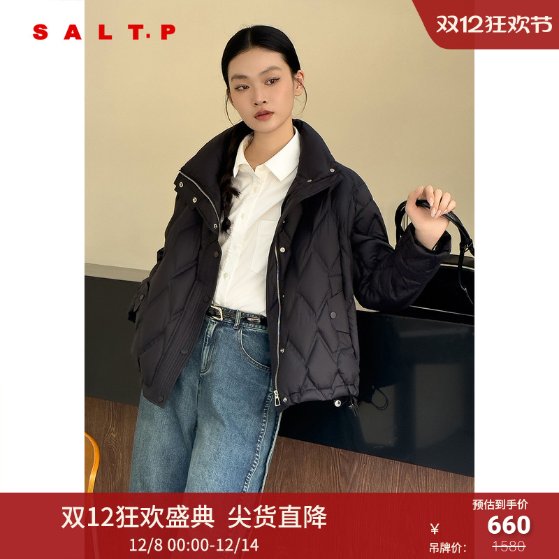 SALT.P可颜白鸭绒立领云感泡芙零压感轻薄型菱格羽绒服冬款