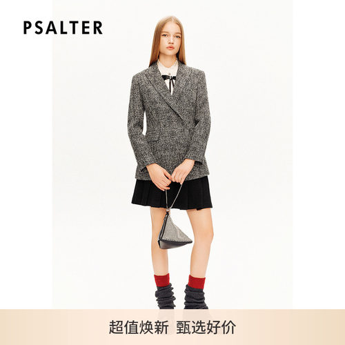 【金银丝花纱】PSALTER诗篇复古学院粗花呢格纹西装外套秋