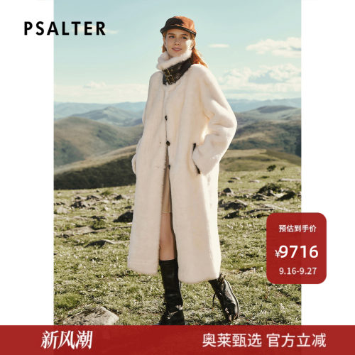 PSALTER诗篇皮毛一体过膝长款大衣皮草外套2025冬款