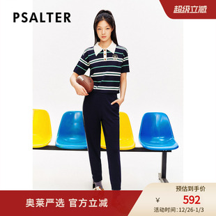 上衣针织衫 诗篇专选撞色翻领学院风条纹短袖 2024夏款 高智条纹