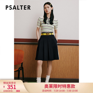 减龄学院风条纹针织衫 诗篇夏polo领修身