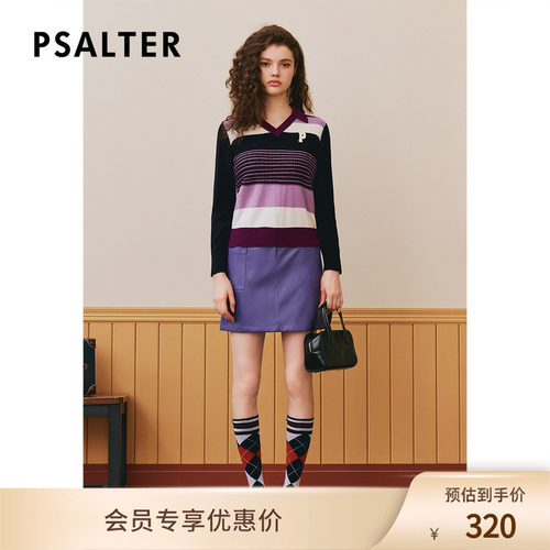 【春夏热卖】PSALTER诗篇冬学院风撞色条纹毛衣羊毛针织衫