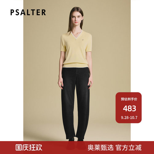 PSALTER诗篇薄款V领收腰显瘦针织短袖