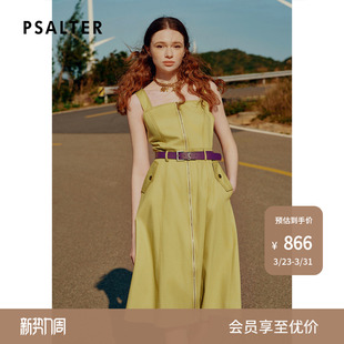 PSALTER诗篇高腰修身 学院风减龄牛仔背带裙连衣裙夏款