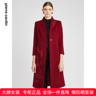 商场同款 优雅刺绣通勤大气气质毛呢大衣 皮尔卡丹女装 经典