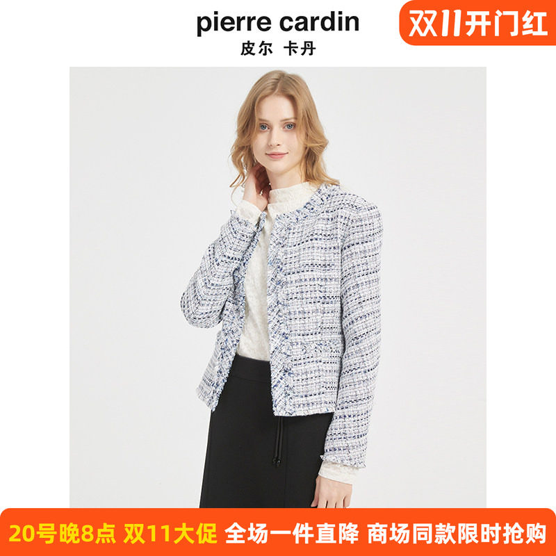 商场同款皮尔卡丹女装春季新款简约淑女修身小香风外套