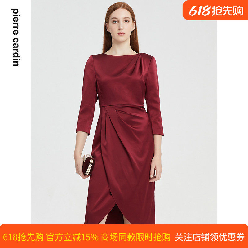 商场同款皮尔卡丹女装秋季新款端庄淑女气质礼服连衣裙