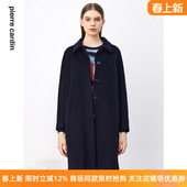 新款 毛呢外套冬季 翻领复古羊毛保暖大衣 皮尔卡丹女装 商场同款