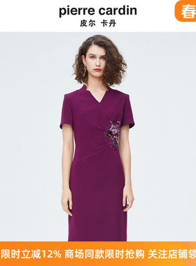 商场同款皮尔卡丹女装新款时尚轻礼服刺绣连衣裙P4222D4095Z0