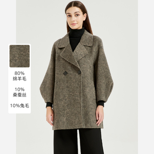 保暖外套CD54CH022H0 灰色羊毛混纺大衣短款 皮尔卡丹女装 秋冬新款