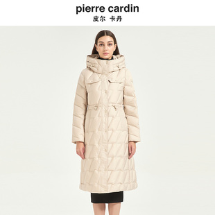 皮尔卡丹女装冬季新款菱形格状时尚保暖鸭绒连帽羽绒服CD54YL009
