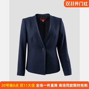 皮尔卡丹女装春季新款蓝色时尚一粒扣商务通勤西服P51000U3997N0