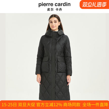 皮尔卡丹女冬季新款白鸭绒时尚个性连帽加厚保暖羽绒服CD54YH021
