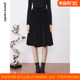 半身裙春秋黑色丝绒A字版 商场同款 皮尔卡丹女装 春秋百搭半裙