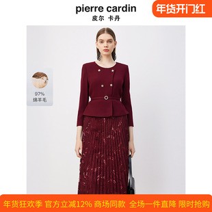 商场同款皮尔卡丹女装连衣裙知性拼接蕾丝通勤假两件连衣裙