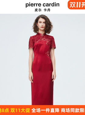 皮尔卡丹女妈妈婚宴醋纤礼服年轻喜婆婆结婚旗袍连衣裙夏