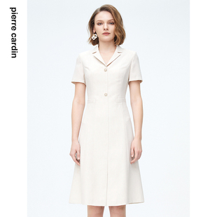 连衣裙商务浅米短袖 高级感通勤OLA字裙 皮尔卡丹女装 商场同款
