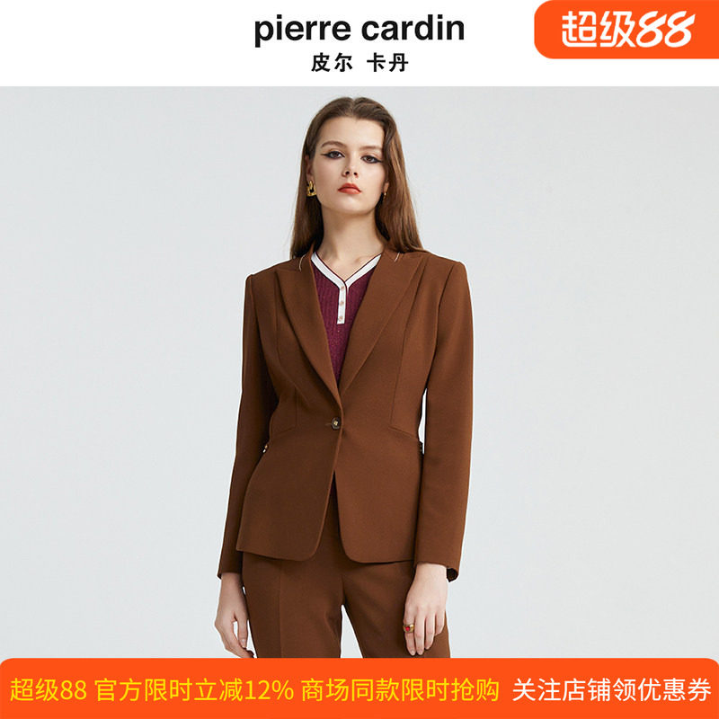 商场同款皮尔卡丹女装新款经典通勤一粒扣修身西服P4326U4973K0