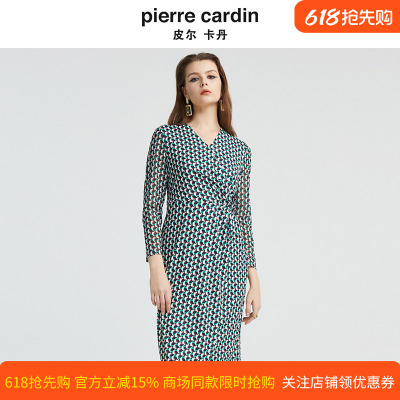 商场同款皮尔卡丹女装新款时尚修身淑女收腰连衣裙P4331E4940G3