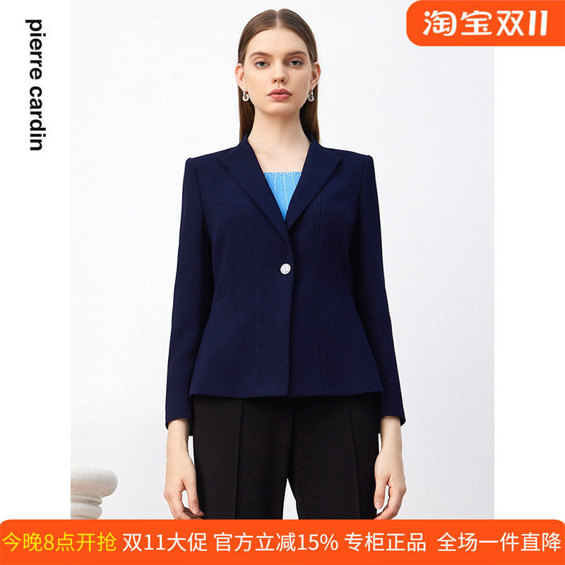 商场同款皮尔卡丹女装时尚干练简约修身通勤一粒扣西服