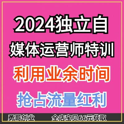 2024独立自媒体运营师特训营副业项目教程课程在家就能挣钱易上手