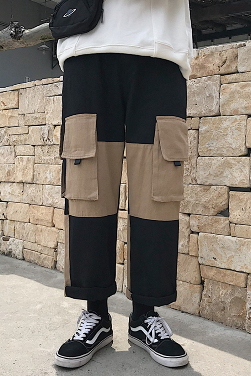 XZ216-K77-P65S-4XL19年男士新款撞色工装裤宽松直筒多口袋休闲,男装休闲裤,星座716