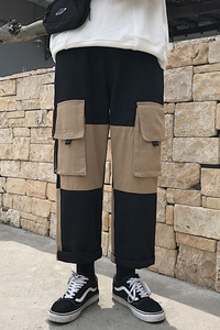 XZ216-K77-P65 S-4XL 19年男士新款撞色工装裤宽松直筒多口袋休闲图片