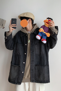 XZ216-JK35-P65 S-XL 【20春】新男士休闲情侣牛仔外套夹克蓝图片