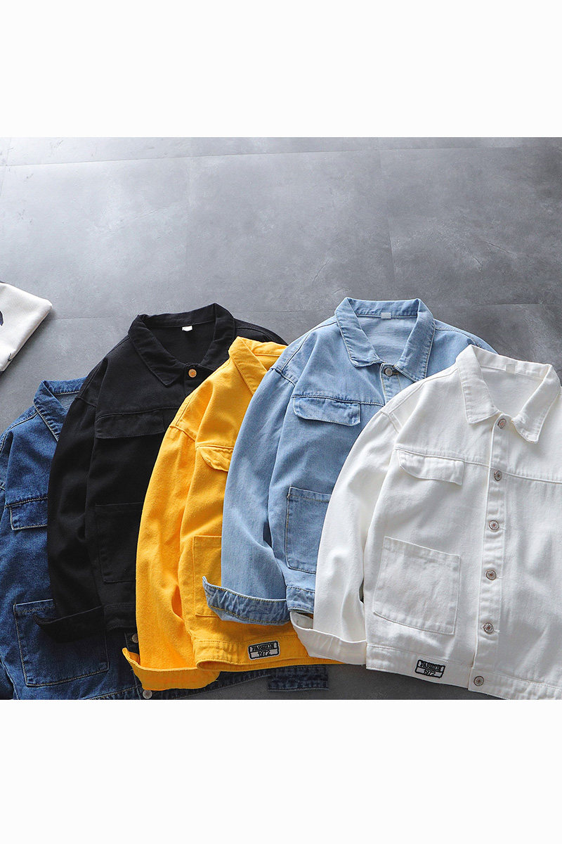 XZ216-J9202-P6019年秋冬男士新款牛仔夹克外套宽松翻领纯色日系,男装夹克,星座716