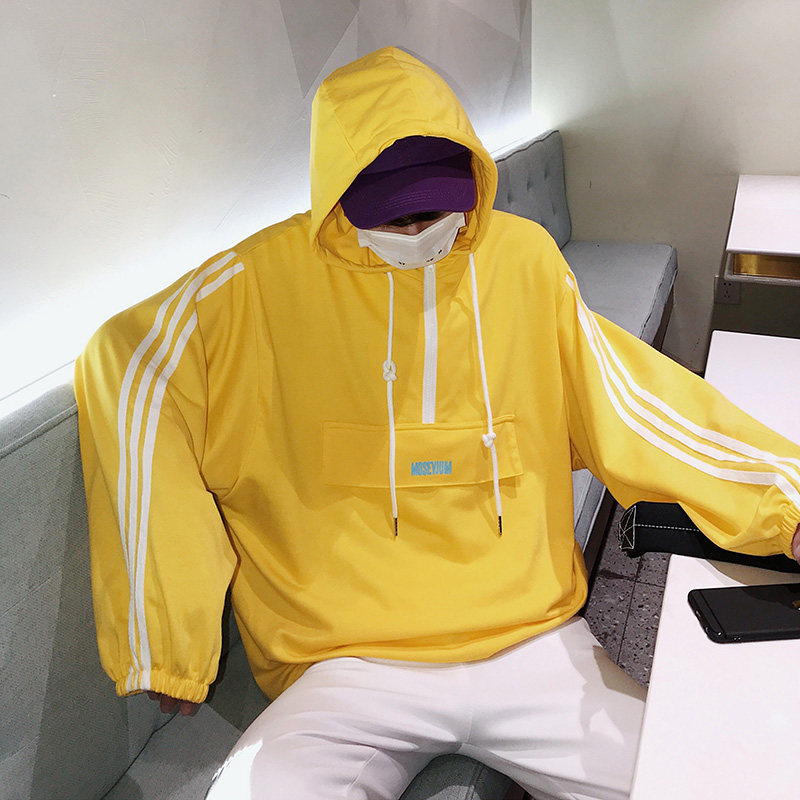 A452-WY01-P582018男士秋冬新款卫衣连帽印花字母条纹三条杠蓝,男装卫衣,星座716