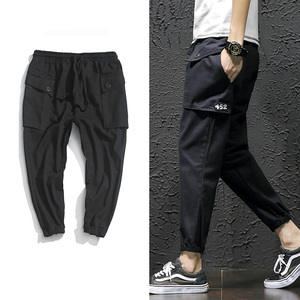 XZ216-K02-F55【M-5XL】纯棉3色2018男士休闲工装裤日系束脚裤 黑图片