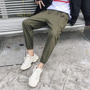 XZ216-K02-P55【M-5XL】男士休闲宽束脚裤大口袋刺绣卡其原A452