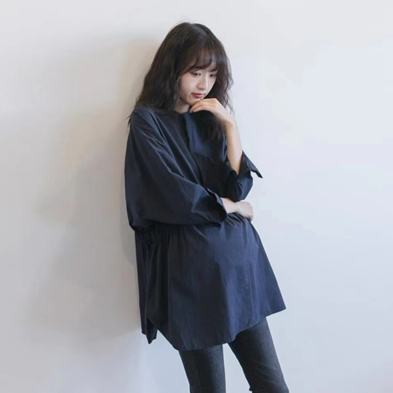 新品孕妇夏装e套装2025新款春季八分长袖纯棉宽松衬衫上衣女职业