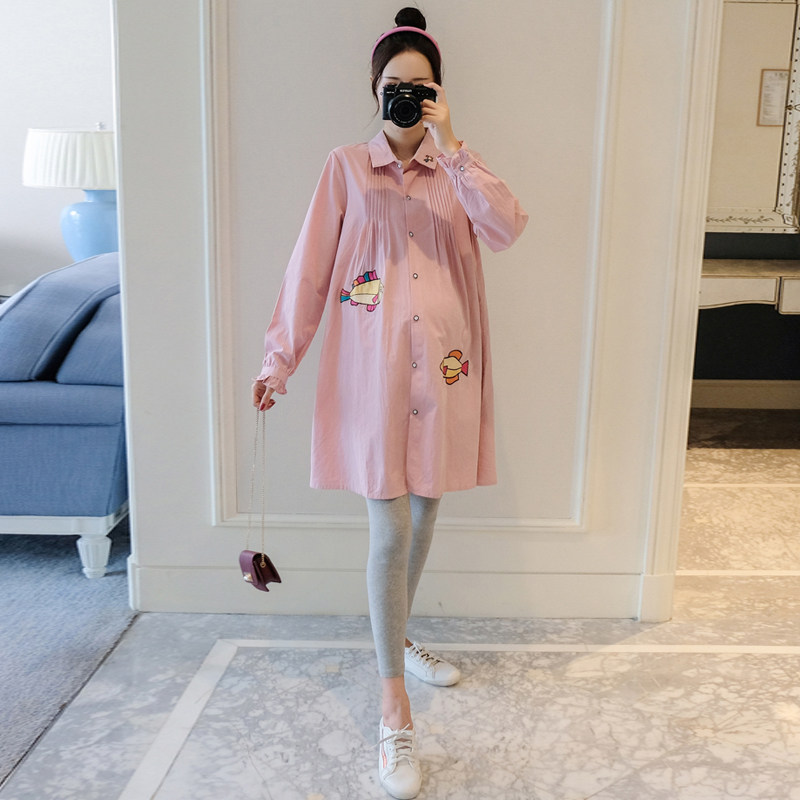 好货孕妇夏装连衣裙时尚2025新款宽松纯棉衬衫短袖上衣女中长款春