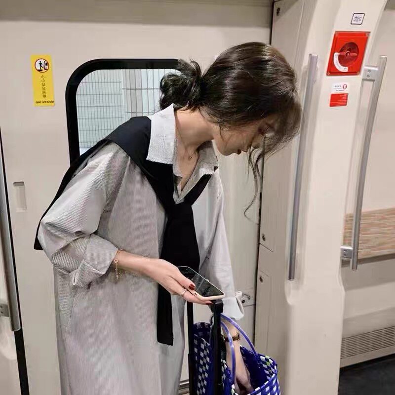 好货孕妇装秋装上衣2025春秋季长袖衬衫裙子中长款韩版宽松连衣裙