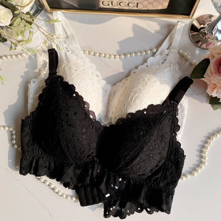 卡x法式 文胸罩 蕾丝内衣深V性感三角杯无钢圈无侧骨轻薄柔软美背款