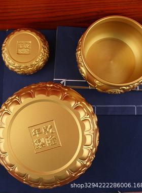 2026黄铜摆件双鱼聚宝盆金色黄铜聚宝盆家用客厅餐厅创意黄铜摆件