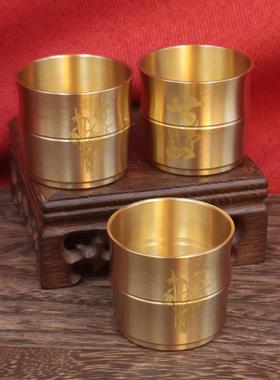 2026家用黄铜酒杯茶杯客厅供佛水杯佛前供杯铜制竹节杯家居装饰品