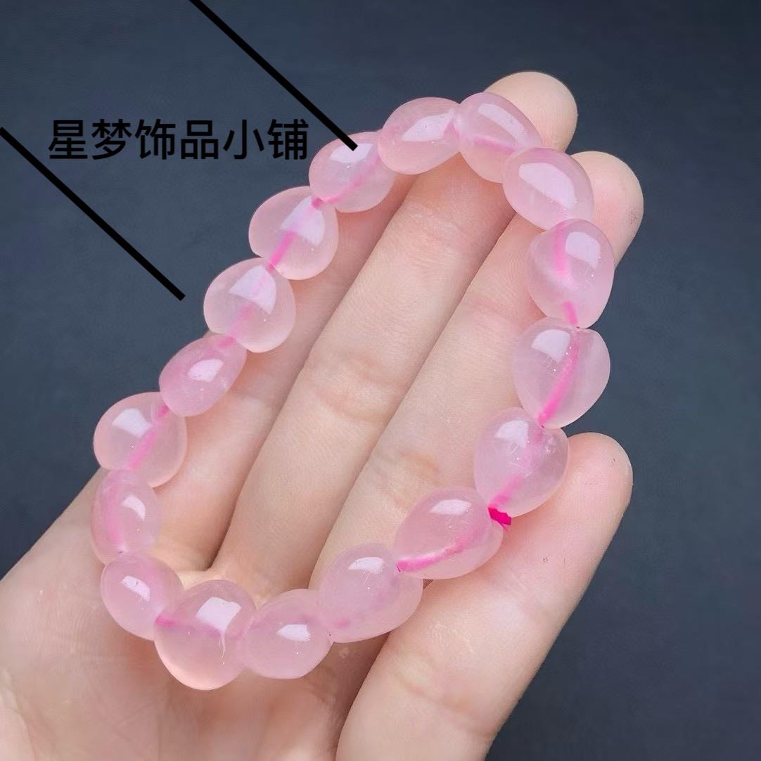 2025桃花姻缘粉水晶手链手串水晶女串珠石桃花纯真品天然粉水晶款