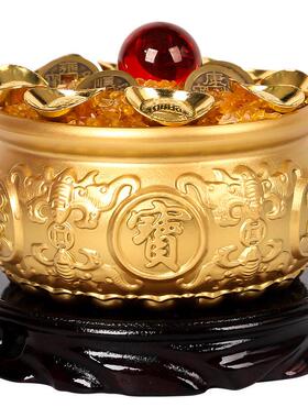 2026聚宝盆铜摆饰招财聚财存钱罐实心纯黄铜米缸八方来财店铺开