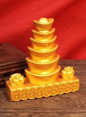 2026招财进宝元宝转转摆件沙金色玄关收银台桌面摆件招财开运开业