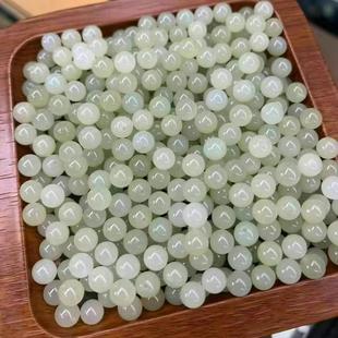 2026天然和田玉青海料6mm半孔圆珠散珠diy文玩手串项链佛珠配件