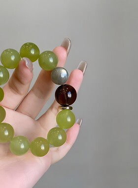 2026天然岫玉茶晶灰月光水晶手串级感设计显白手链女送闺蜜女友礼