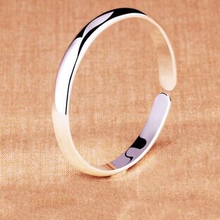 湘云银手镯9999纯银镯子光面泥鳅背开口30到50克